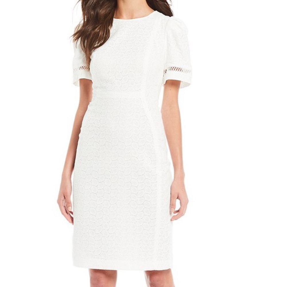 Calvin Klein Women’s White Eyelet Dress NWT 4